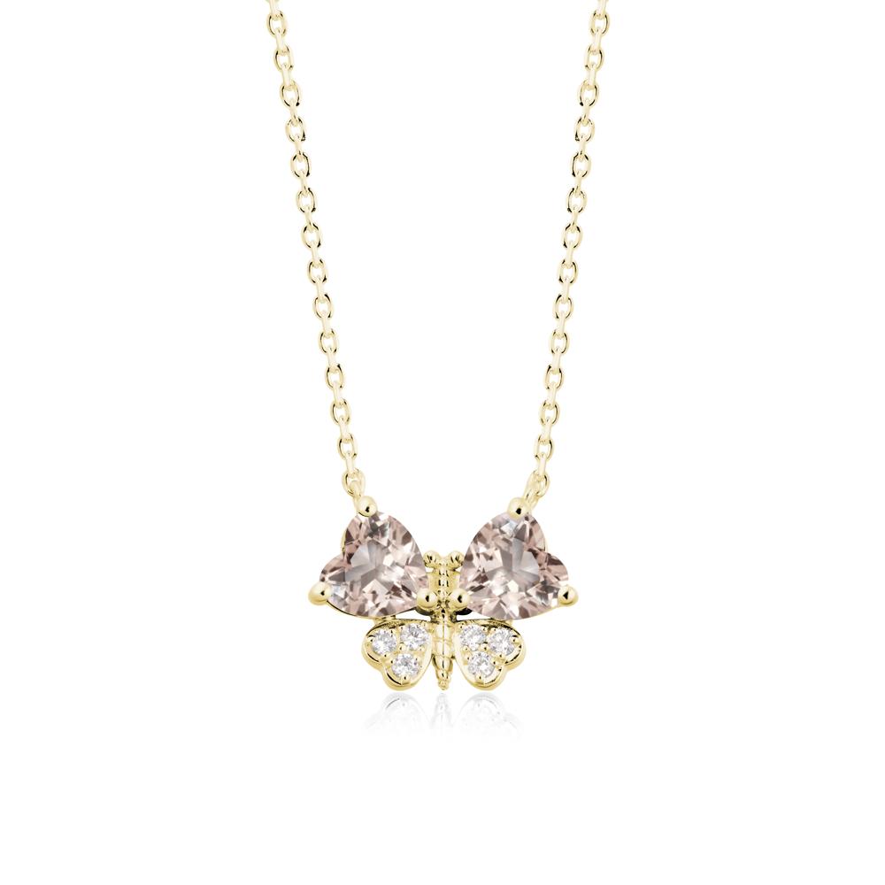 Heart Shaped Wings Butterfly Morganite Necklace - LUO Jewelry #metal_18k yellow gold