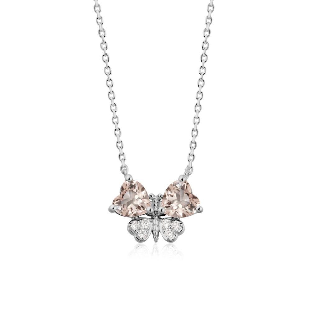 Heart Shaped Wings Butterfly Morganite Necklace - LUO Jewelry #metal_platinum