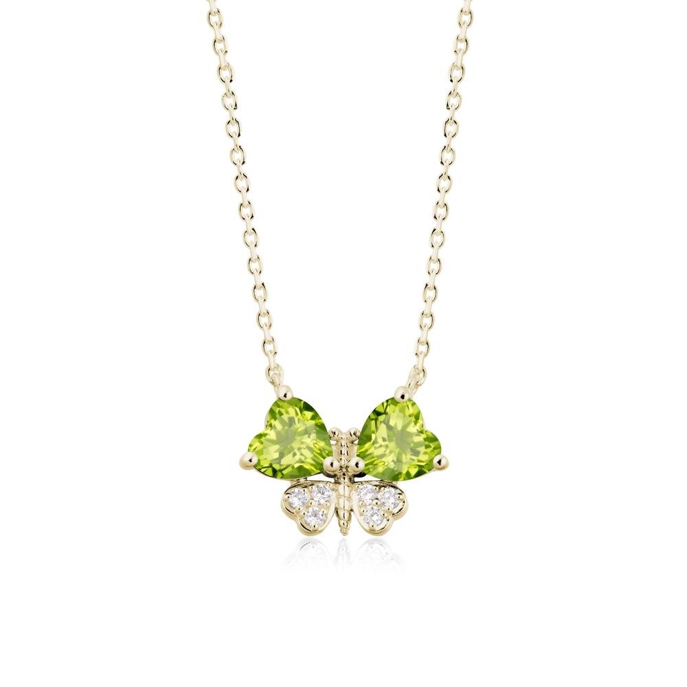 Peridot Heart Shaped Wings Butterfly Necklace - LUO Jewelry #metal_14k yellow gold