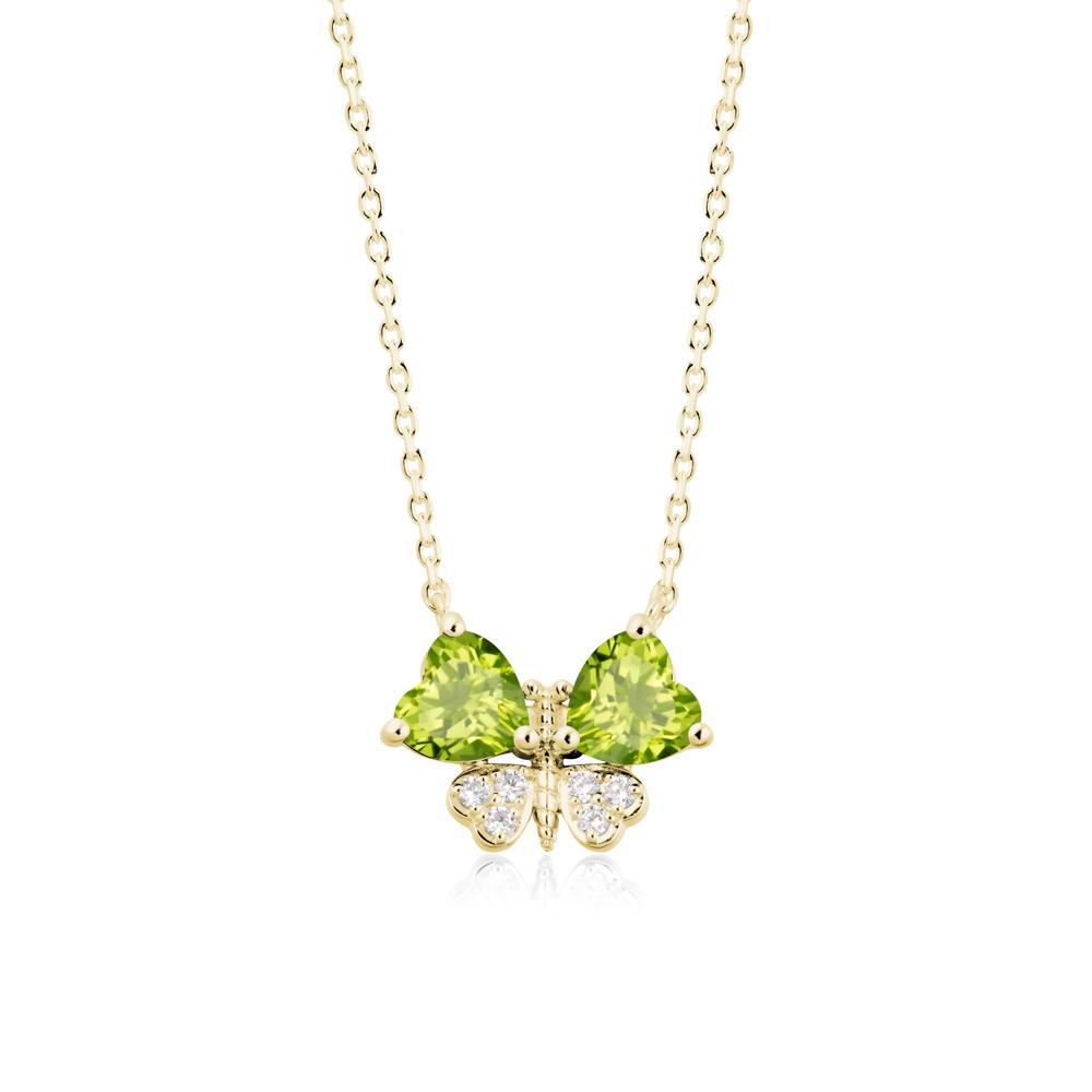 Peridot Heart Shaped Wings Butterfly Necklace - LUO Jewelry #metal_18k yellow gold