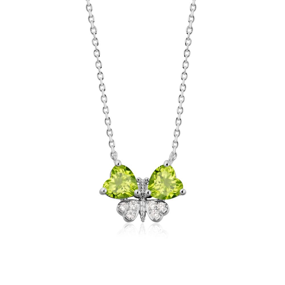 Peridot Heart Shaped Wings Butterfly Necklace - LUO Jewelry #metal_platinum