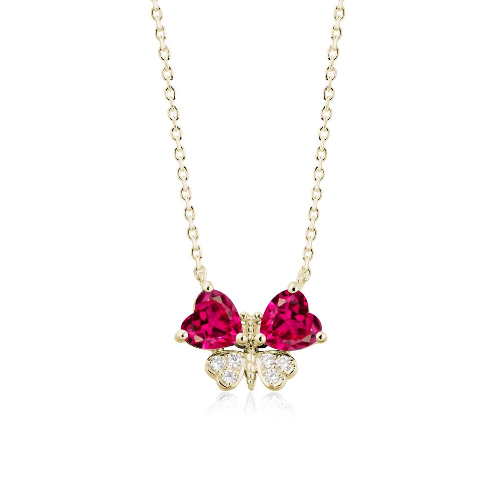 Heart Ruby Wings Butterfly Pendant Necklace - LUO Jewelry #metal_14k yellow gold