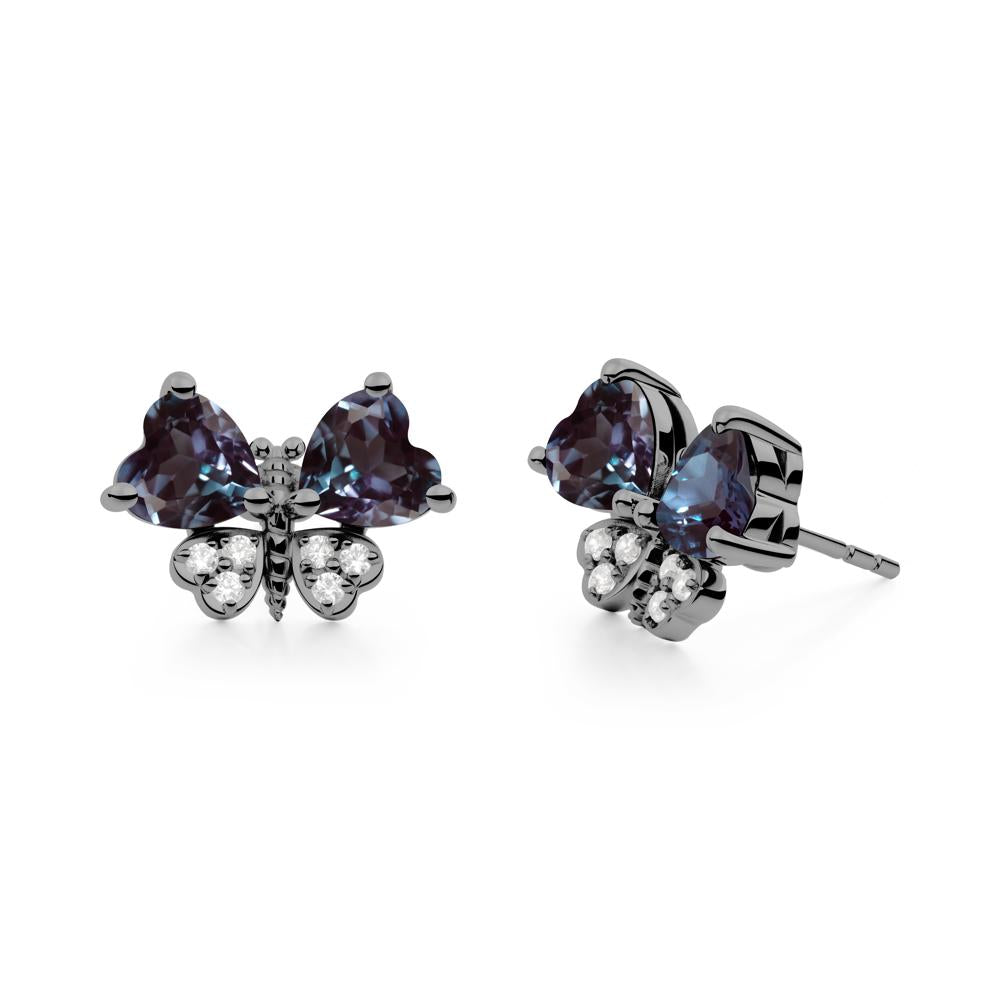 Heart Shaped Wings Butterfly Alexandrite Earrings - LUO Jewelry #metal_black finish sterling silver