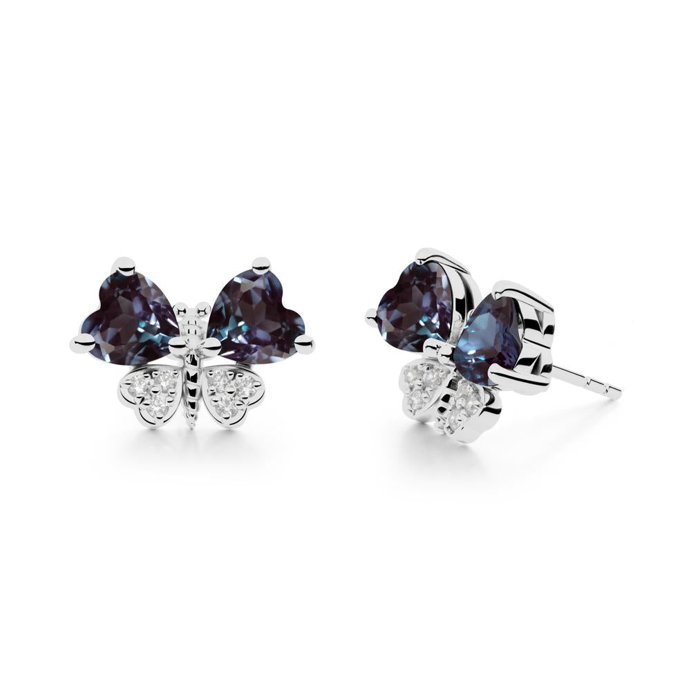 Heart Shaped Wings Butterfly Alexandrite Earrings - LUO Jewelry #metal_platinum