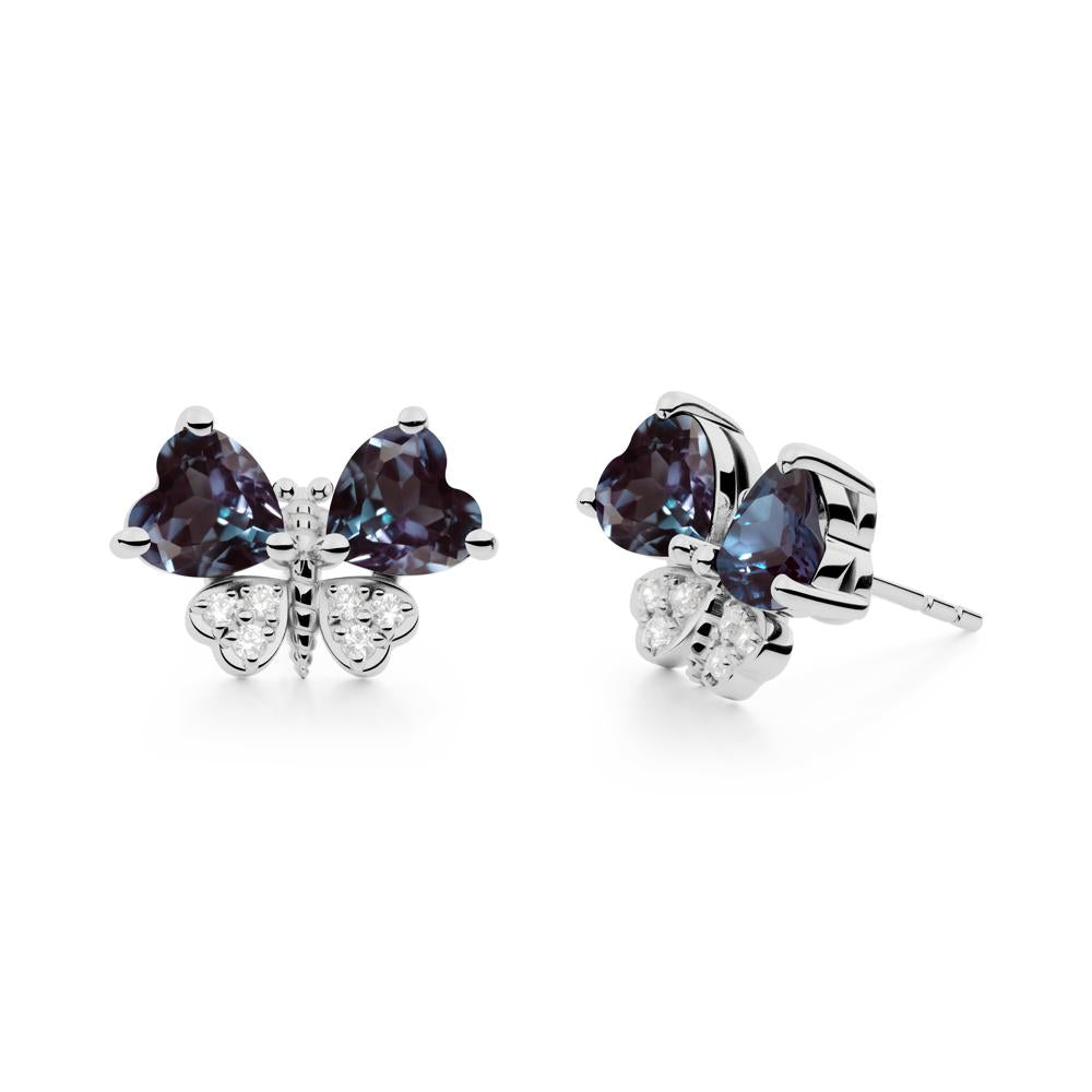 Heart Shaped Wings Butterfly Alexandrite Earrings - LUO Jewelry #metal_platinum