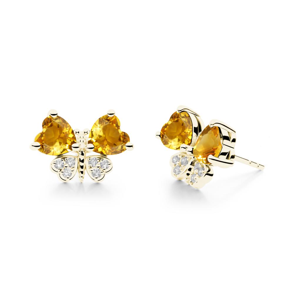 Heart Shaped Wings Butterfly Citrine Earrings - LUO Jewelry #metal_18k yellow gold