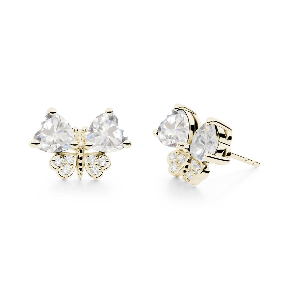 Heart Shaped Wings Butterfly Cubic Zirconia Earrings - LUO Jewelry #metal_14k yellow gold