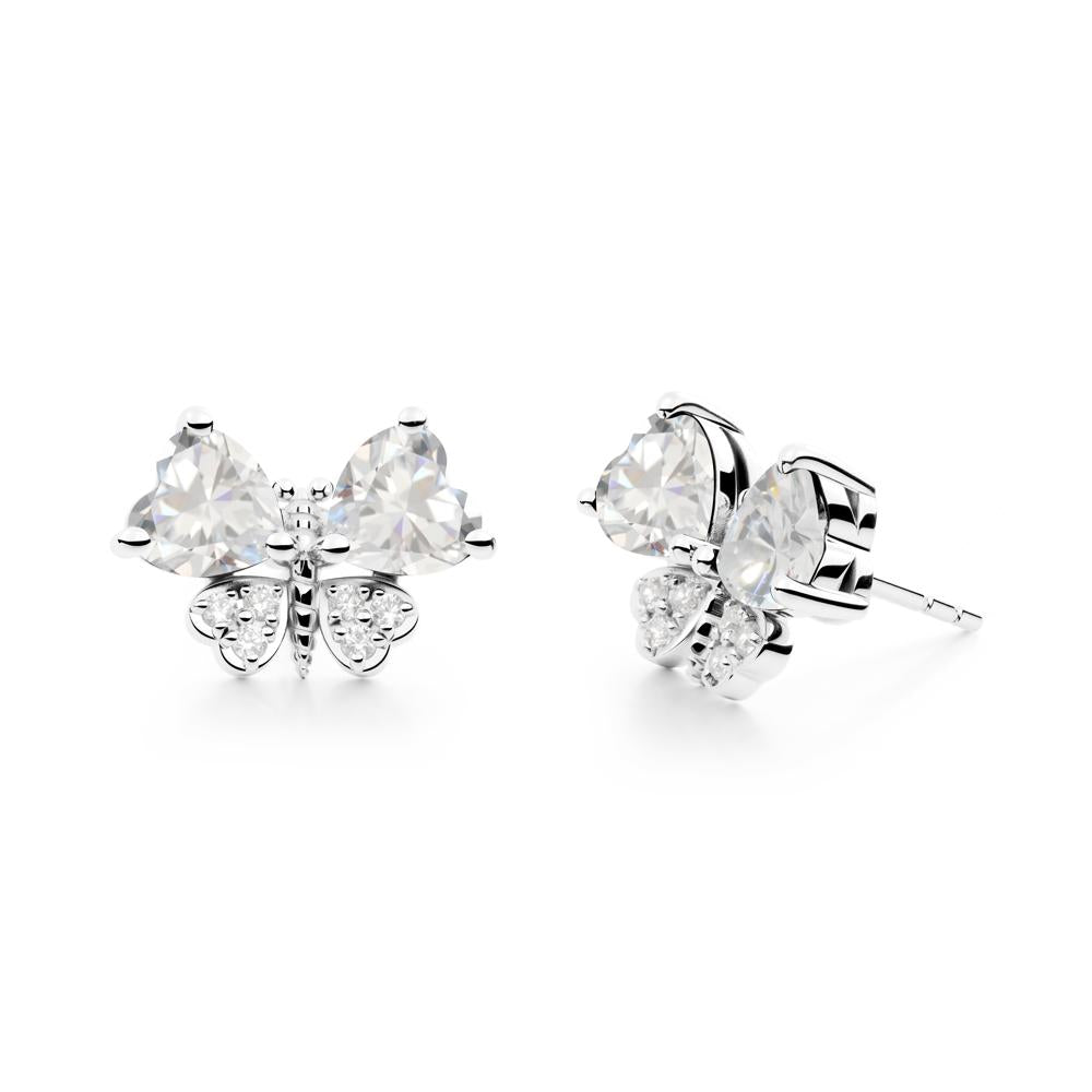 Heart Shaped Wings Butterfly Cubic Zirconia Earrings - LUO Jewelry #metal_18k white gold