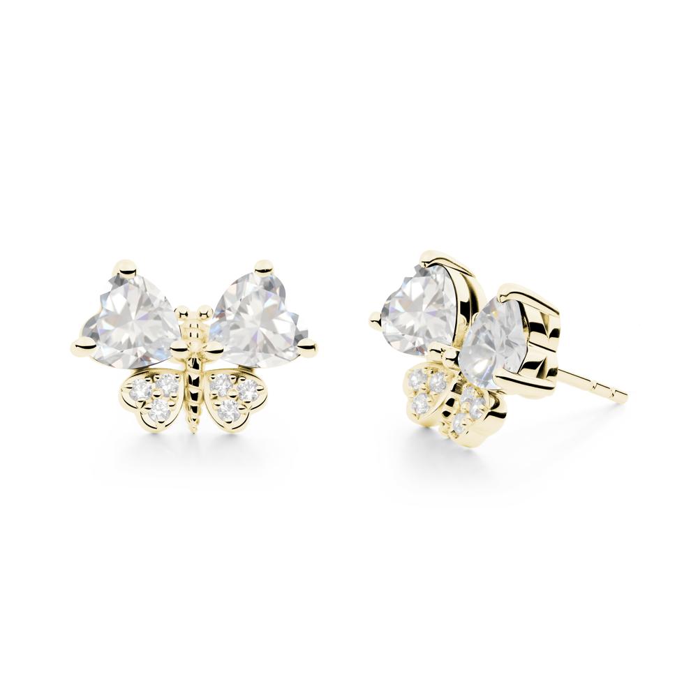 Heart Shaped Wings Butterfly Cubic Zirconia Earrings - LUO Jewelry #metal_18k yellow gold