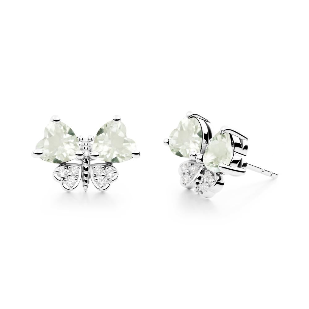 Heart Green Amethyst Wings Butterfly Stud Earrings - LUO Jewelry #metal_sterling silver