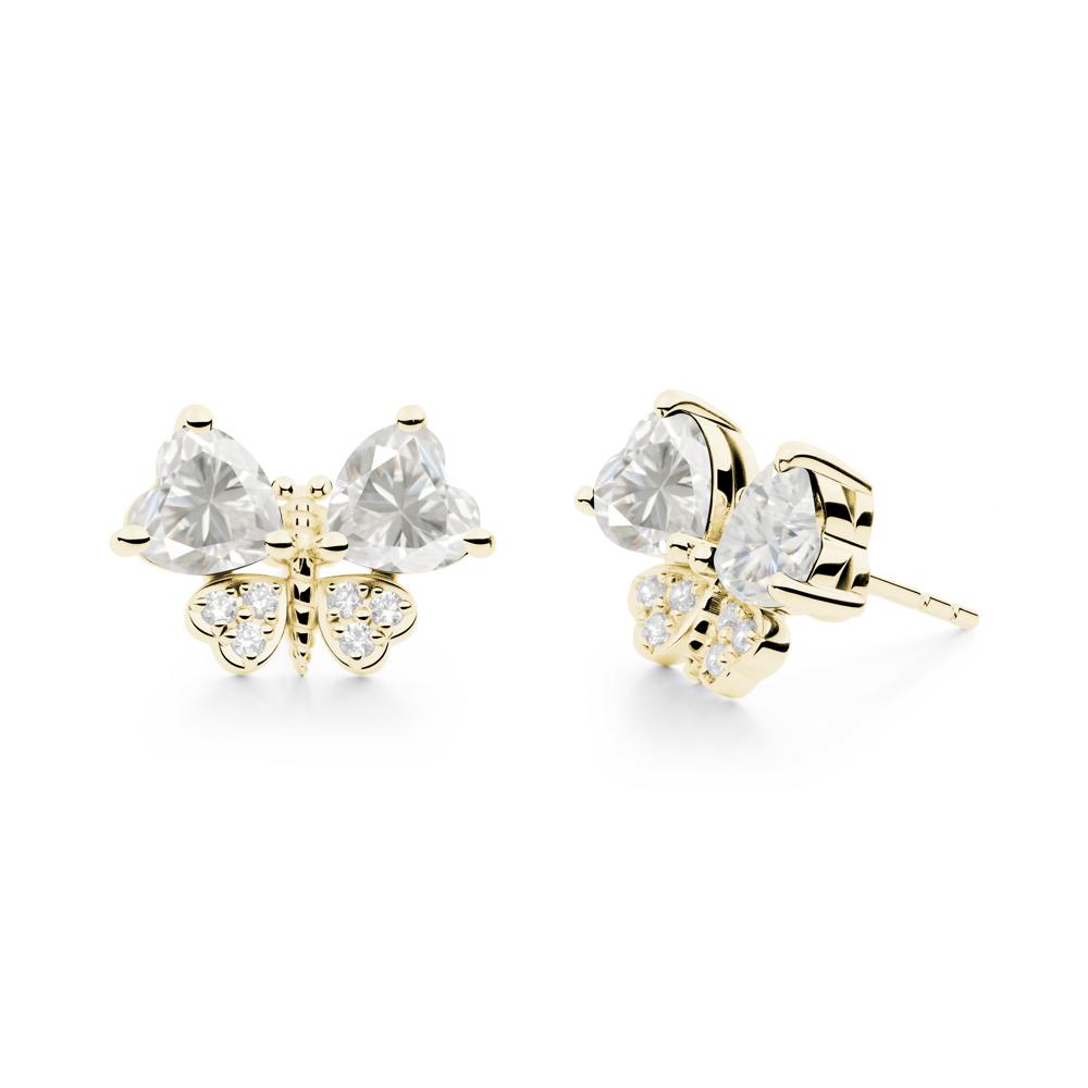 Moissanite Heart Shaped Wings Butterfly Stud Earrings - LUO Jewelry #metal_18k yellow gold