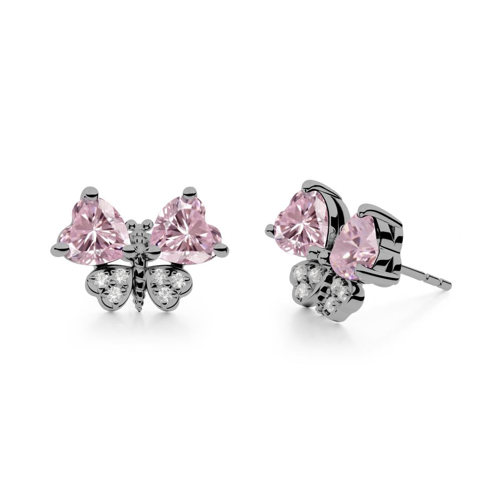 Heart Shaped Wings Butterfly Pink Cubic Zirconia Earrings - LUO Jewelry #metal_black finish sterling silver