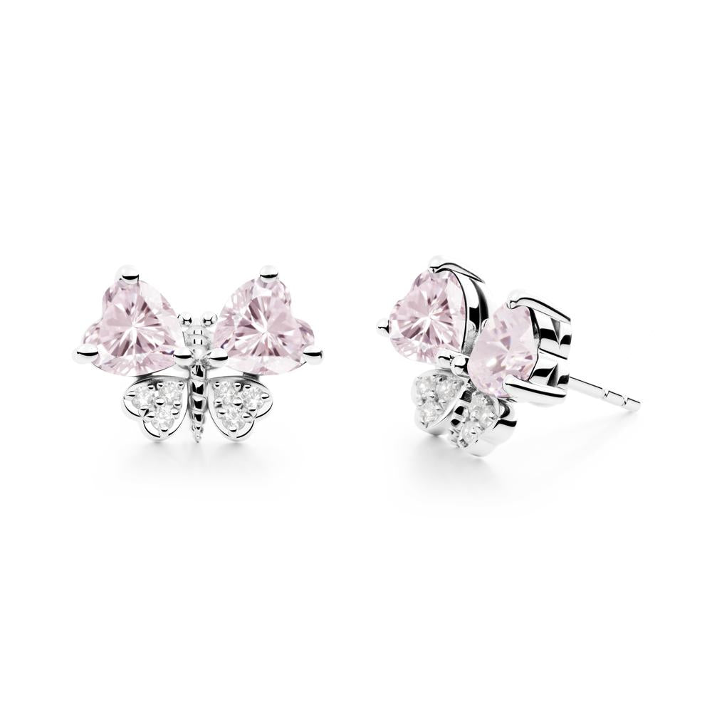 Heart Shaped Wings Butterfly Pink Cubic Zirconia Earrings - LUO Jewelry #metal_sterling silver