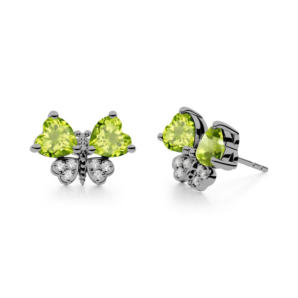 Heart Peridot Wings Butterfly Stud Earrings - LUO Jewelry #metal_black finish sterling silver