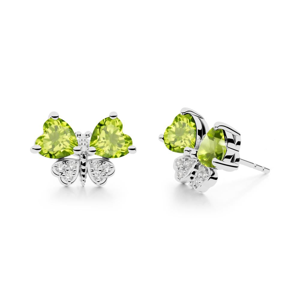 Heart Peridot Wings Butterfly Stud Earrings - LUO Jewelry #metal_platinum