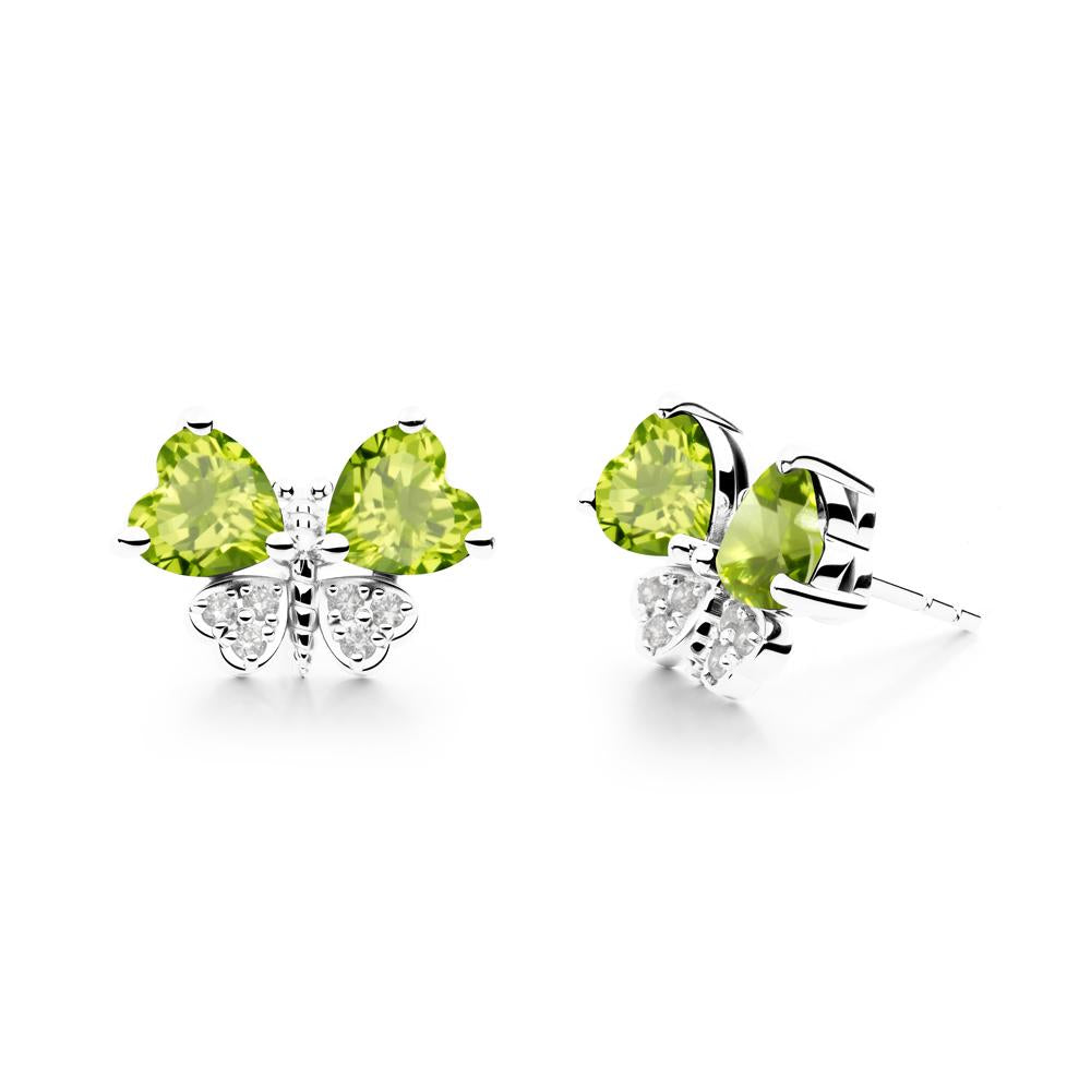 Heart Peridot Wings Butterfly Stud Earrings - LUO Jewelry #metal_sterling silver