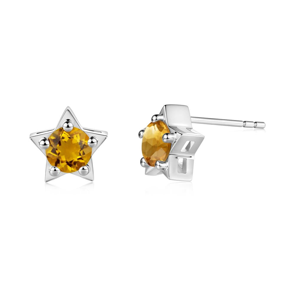 Star Round Citrine Stud Earrings - LUO Jewelry #metal_sterling silver
