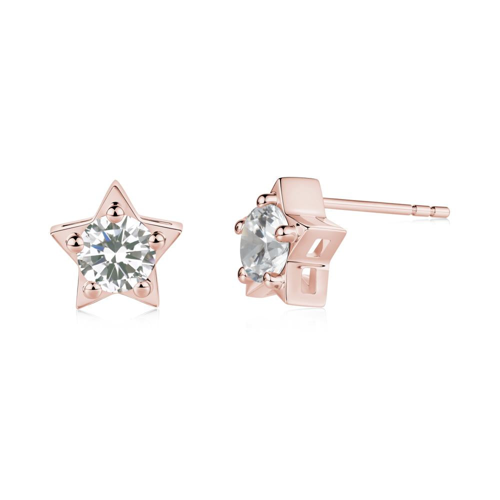 Star Round Cubic Zirconia Stud Earrings - LUO Jewelry #metal_18k rose gold
