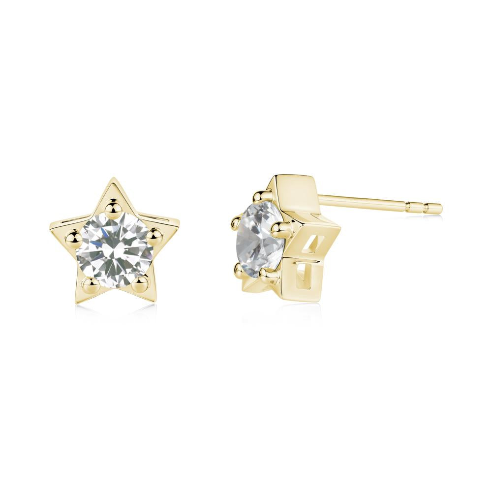 Star Round Cubic Zirconia Stud Earrings - LUO Jewelry #metal_18k yellow gold