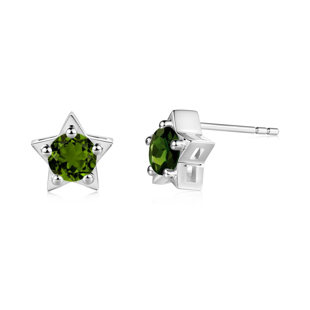 Star Round Diopside Stud Earrings - LUO Jewelry #metal_sterling silver