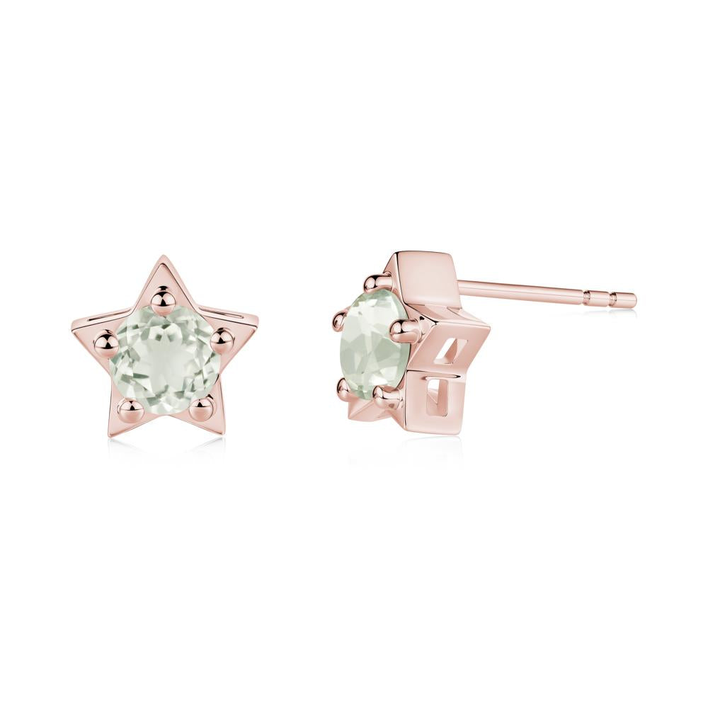 Star Round Green Amethyst Stud Earrings - LUO Jewelry #metal_18k rose gold