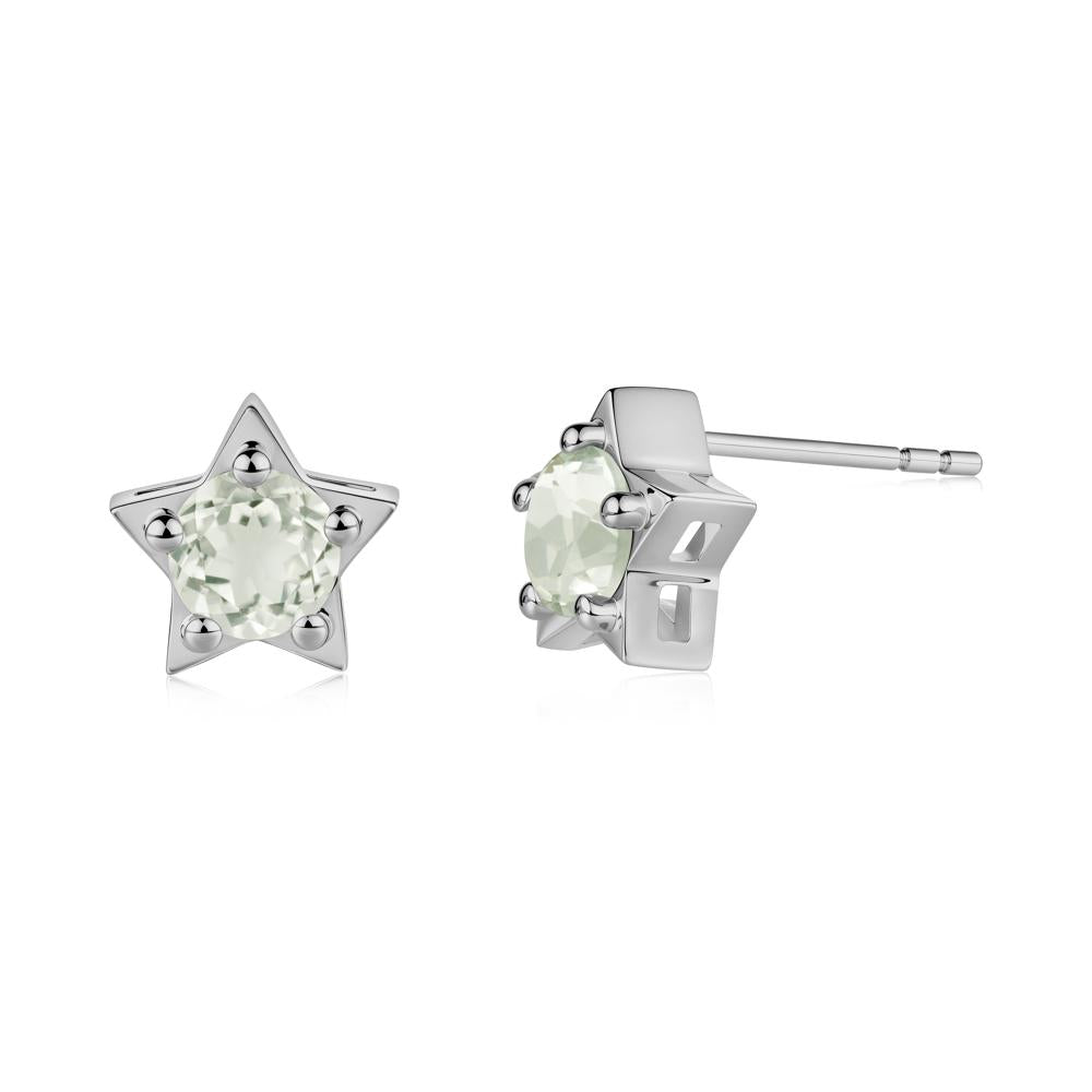 Star Round Green Amethyst Stud Earrings - LUO Jewelry #metal_platinum