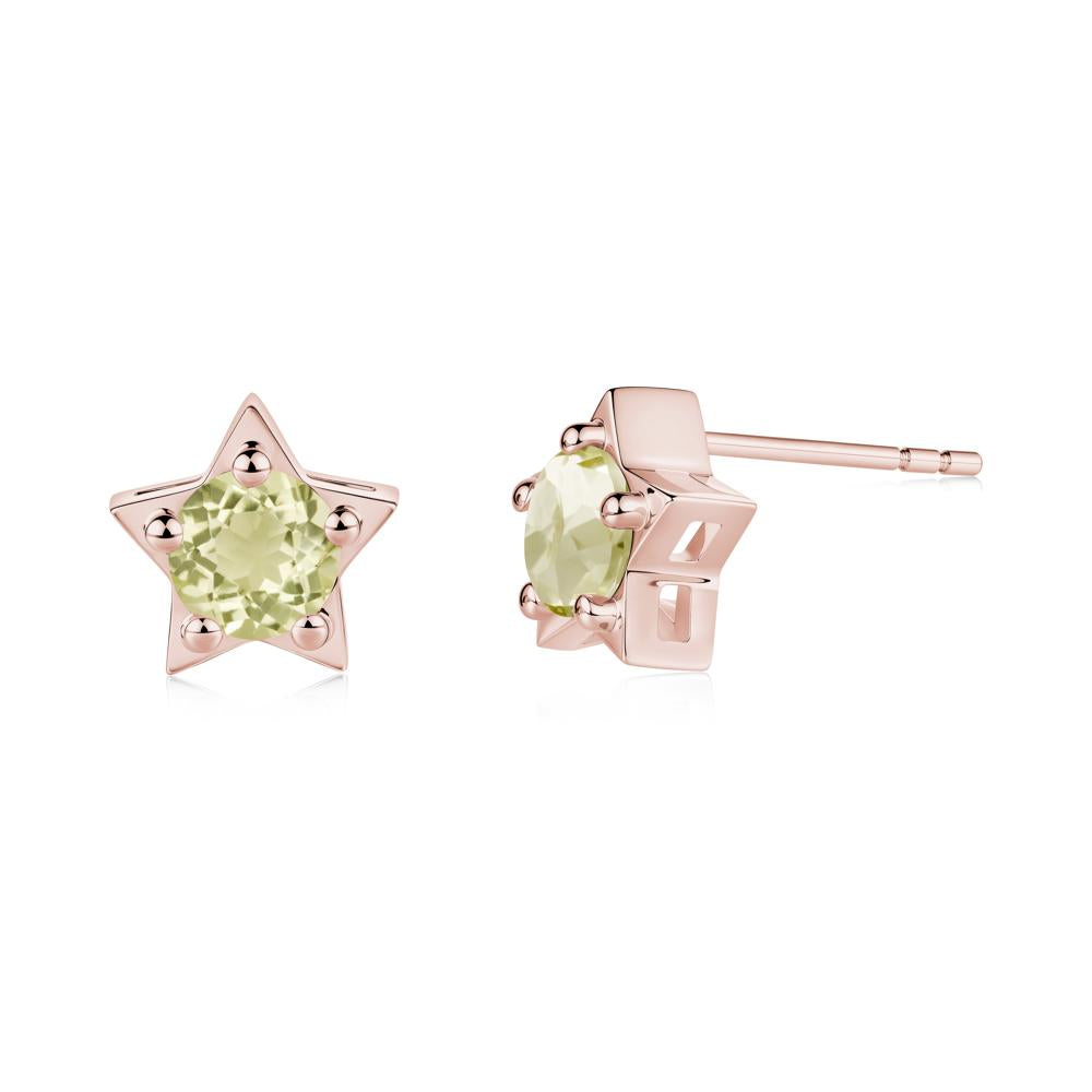 Star Round Lemon Quartz Stud Earrings - LUO Jewelry #metal_18k rose gold