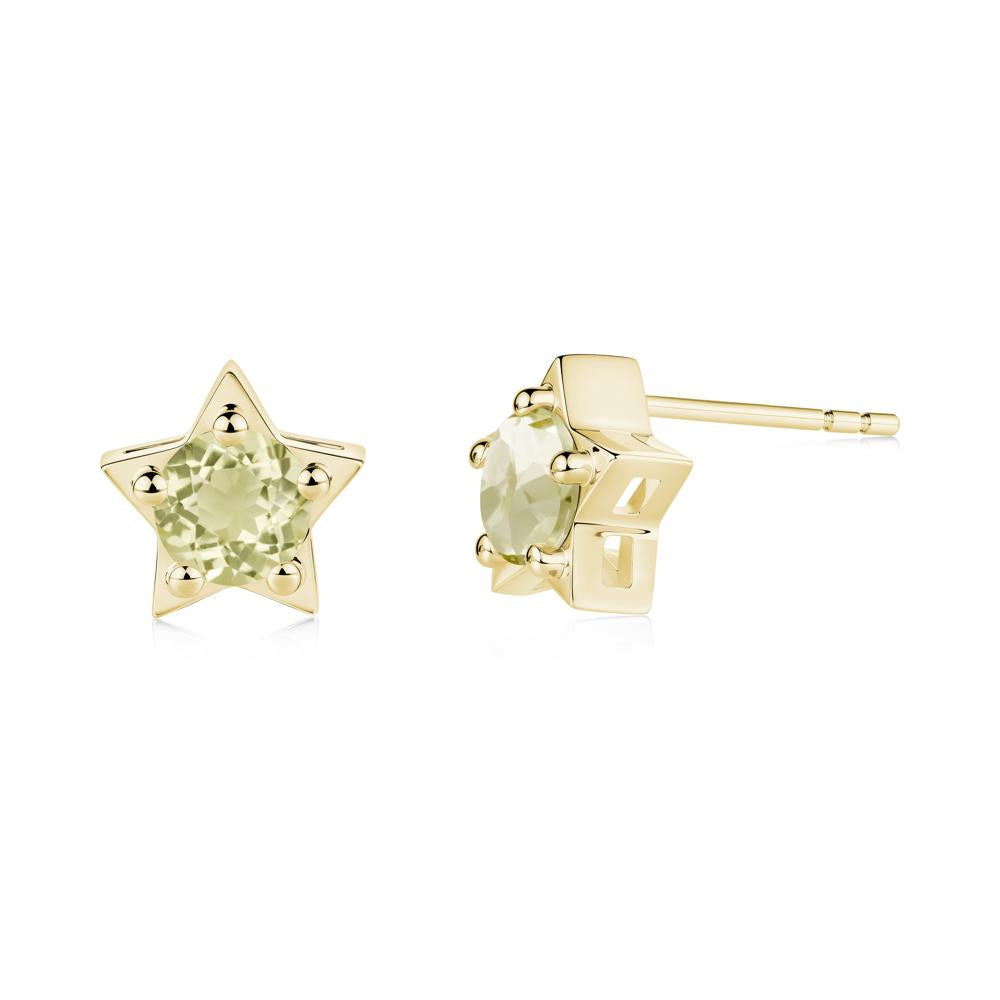Star Round Lemon Quartz Stud Earrings - LUO Jewelry #metal_18k yellow gold