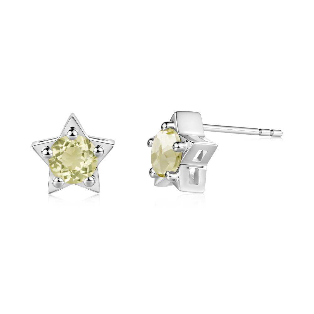 Star Round Lemon Quartz Stud Earrings - LUO Jewelry #metal_sterling silver