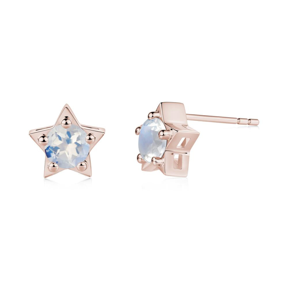 Star Round Moonstone Stud Earrings - LUO Jewelry #metal_14k rose gold