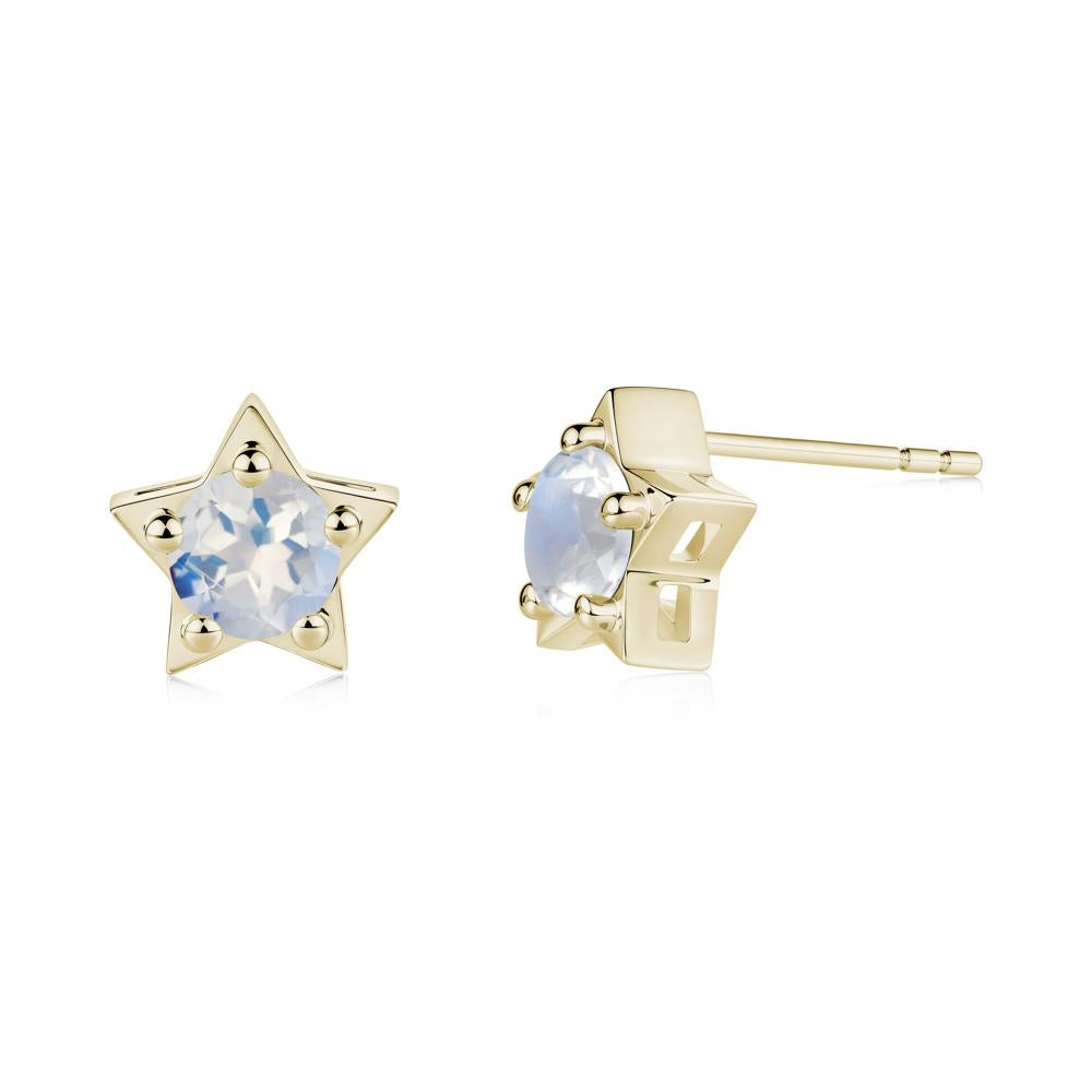 Star Round Moonstone Stud Earrings - LUO Jewelry #metal_14k yellow gold