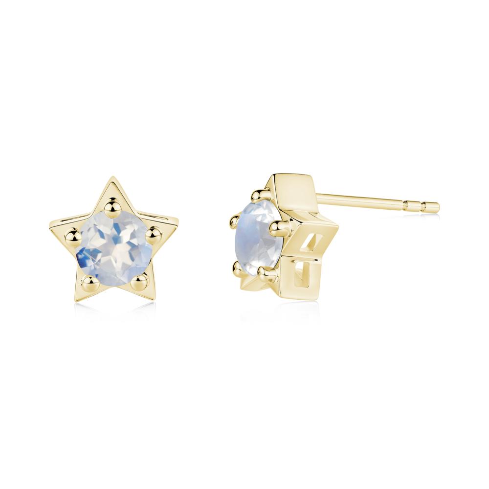Star Round Moonstone Stud Earrings - LUO Jewelry #metal_18k yellow gold