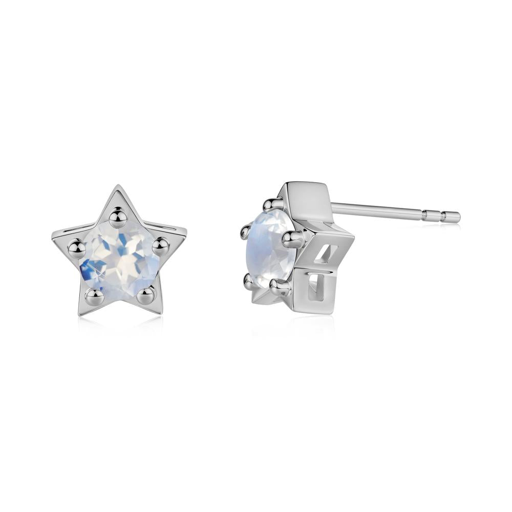 Star Round Moonstone Stud Earrings - LUO Jewelry #metal_platinum