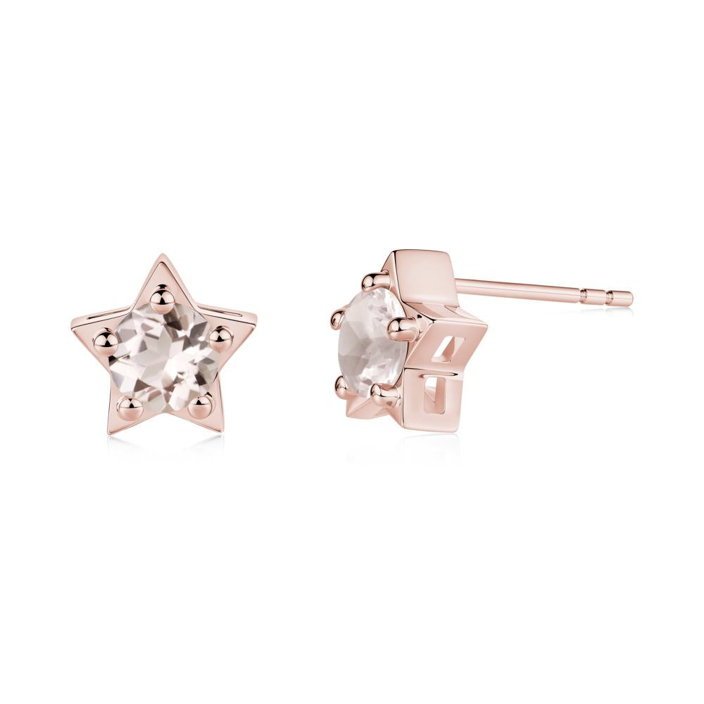 Star Round Morganite Stud Earrings - LUO Jewelry #metal_18k rose gold