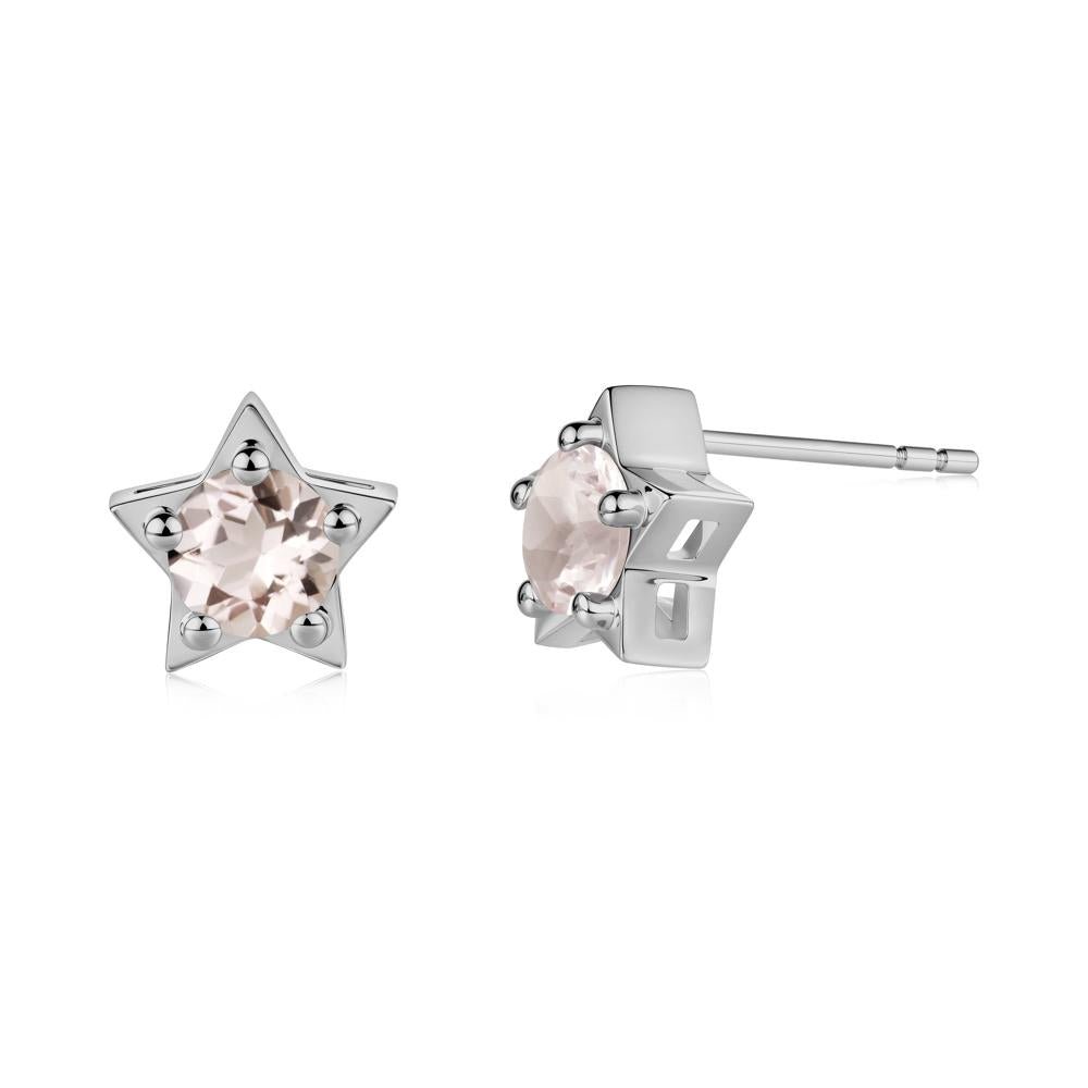 Star Round Morganite Stud Earrings - LUO Jewelry #metal_platinum