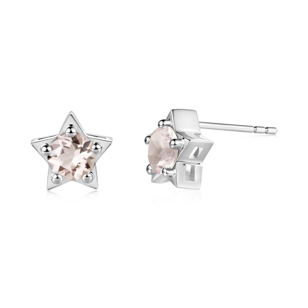 Star Round Morganite Stud Earrings - LUO Jewelry #metal_sterling silver