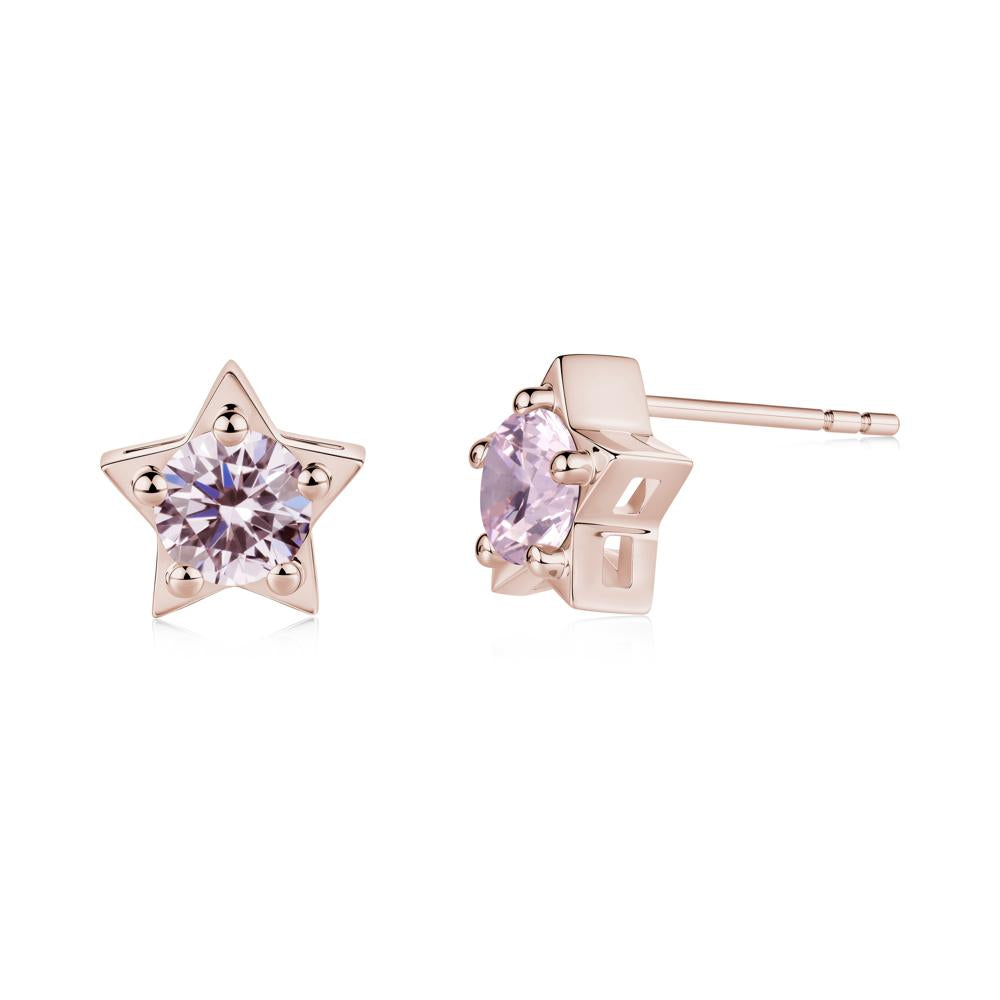 Star Round Pink Cubic Zirconia Stud Earrings - LUO Jewelry #metal_14k rose gold