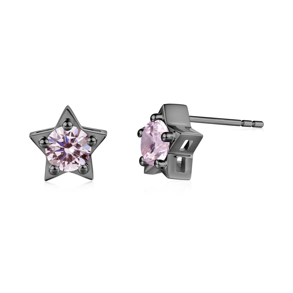Star Round Pink Cubic Zirconia Stud Earrings - LUO Jewelry #metal_black finish sterling silver
