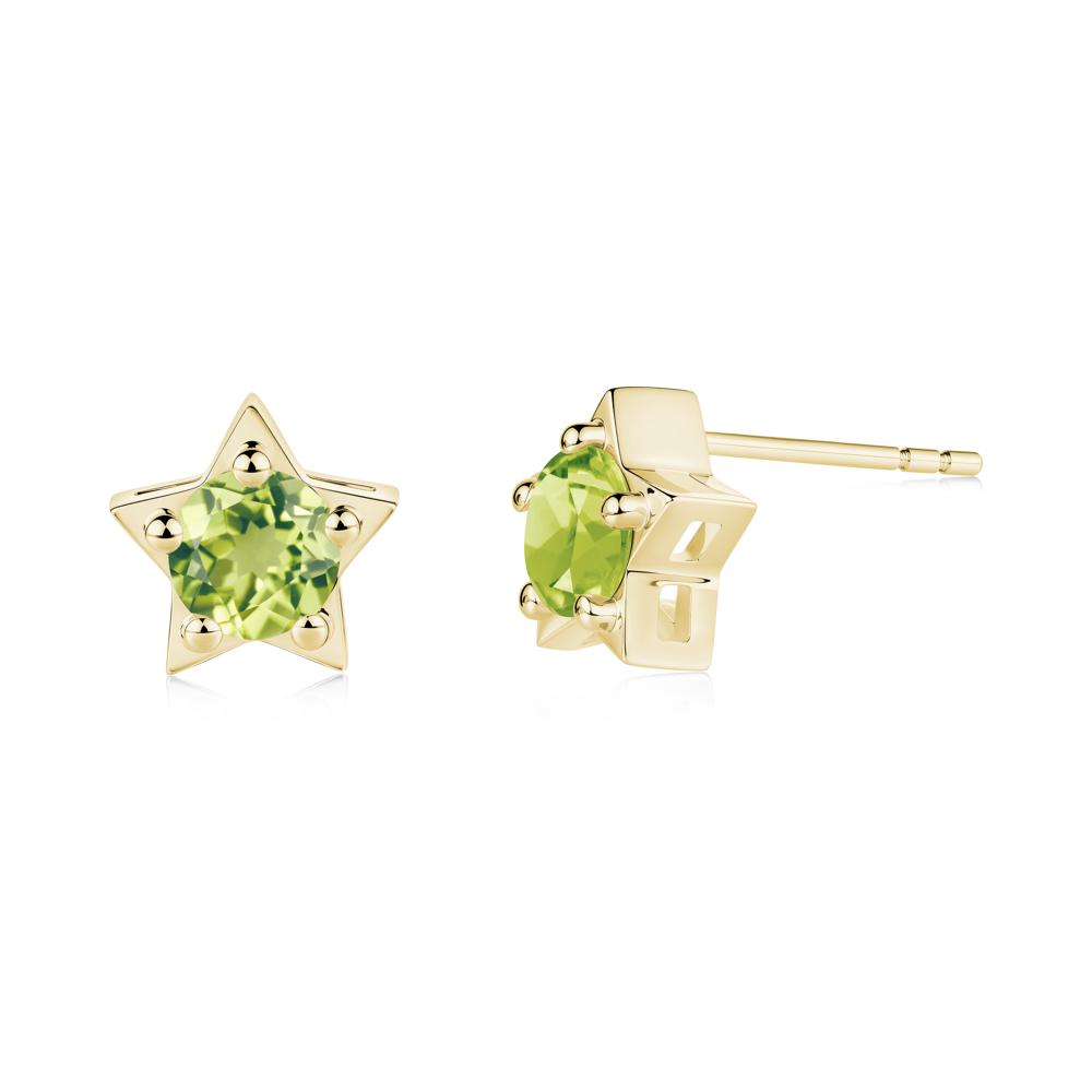 Star Round Peridot Stud Earrings - LUO Jewelry #metal_18k yellow gold
