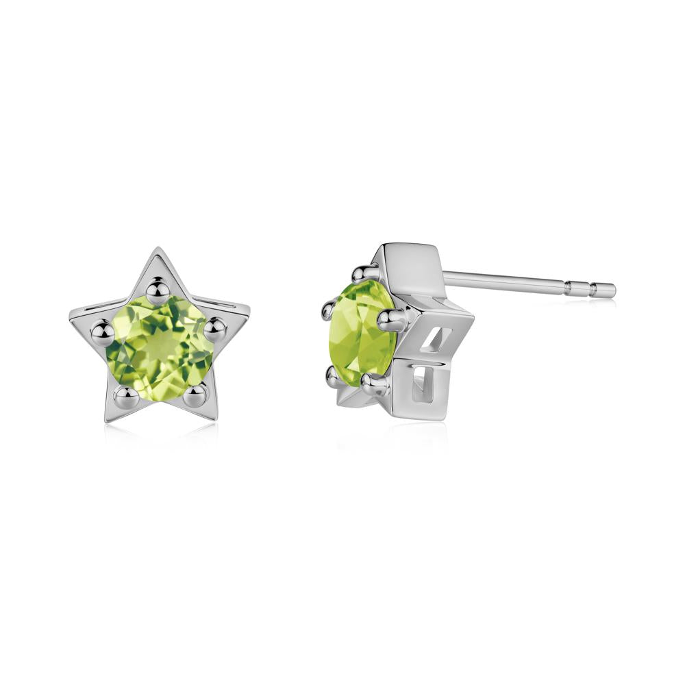 Star Round Peridot Stud Earrings - LUO Jewelry #metal_platinum