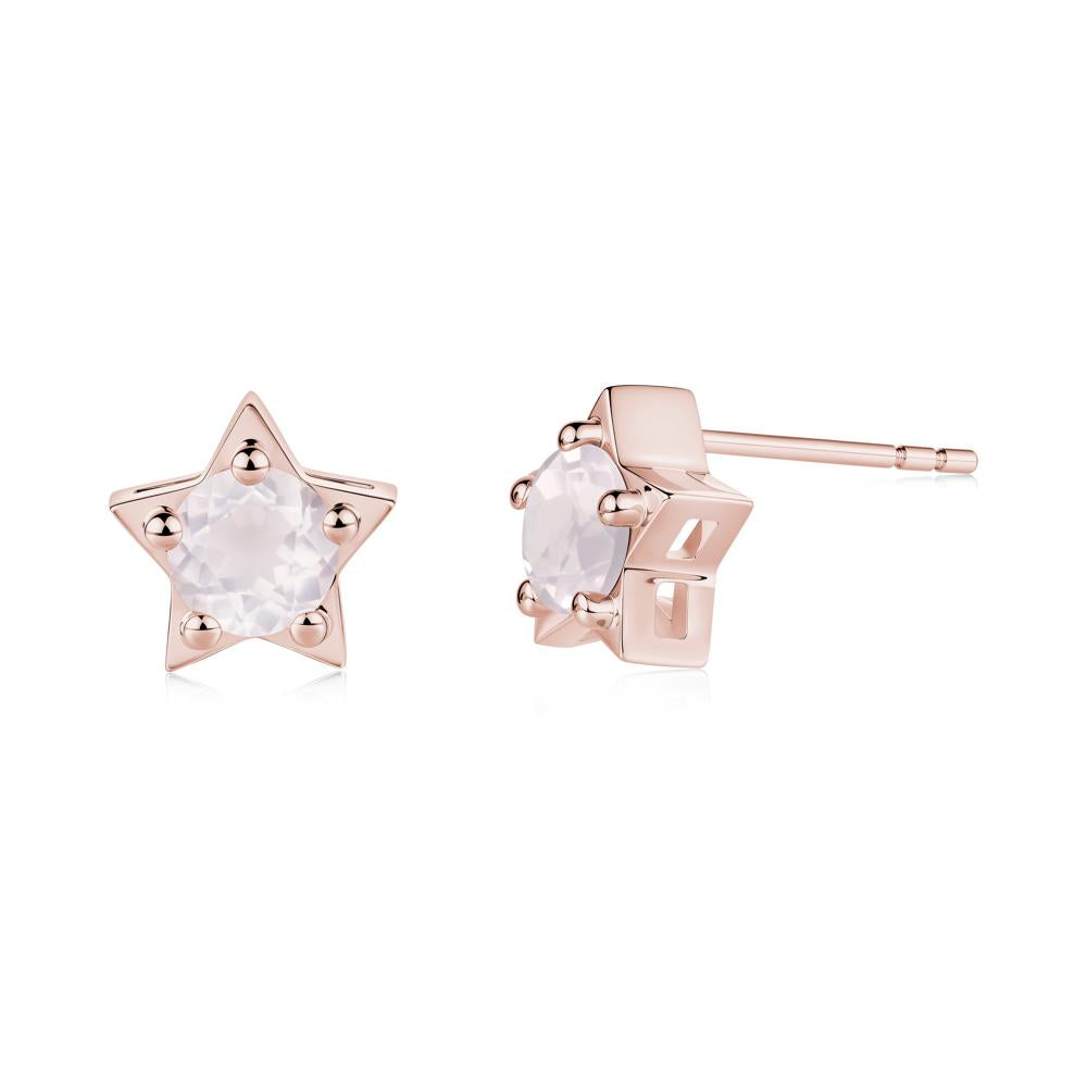 Star Round Rose Quartz Stud Earrings - LUO Jewelry #metal_18k rose gold