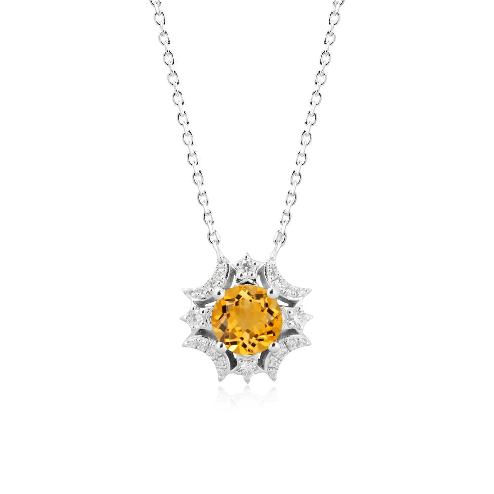 Round Citrine Celestial Star Pendant Necklace - LUO Jewelry #metal_18k white gold