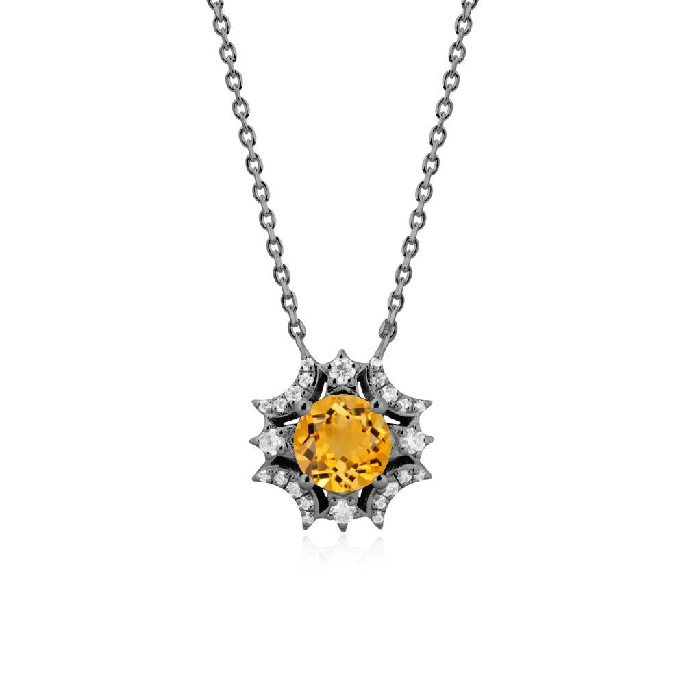 Round Citrine Celestial Star Pendant Necklace - LUO Jewelry #metal_black finish sterling silver