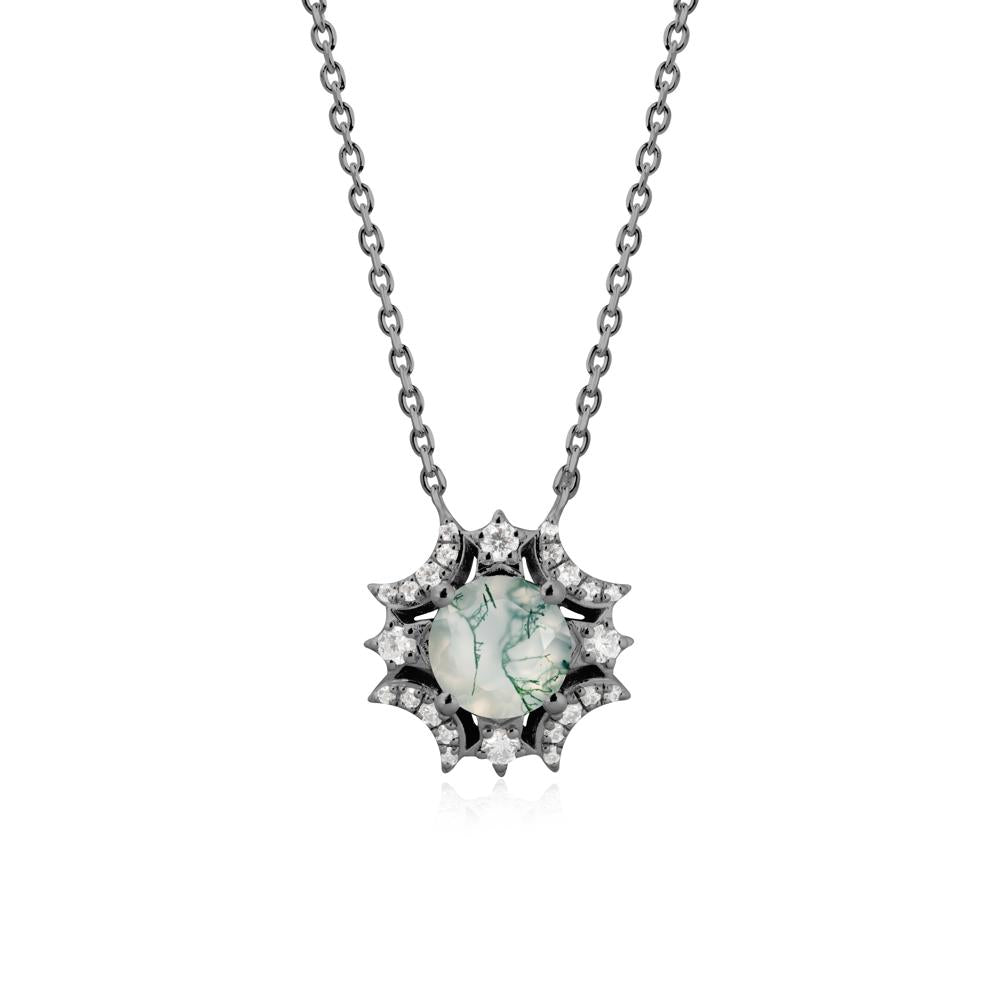 Celestial Star Moss Agate Necklace - LUO Jewelry #metal_black finish sterling silver