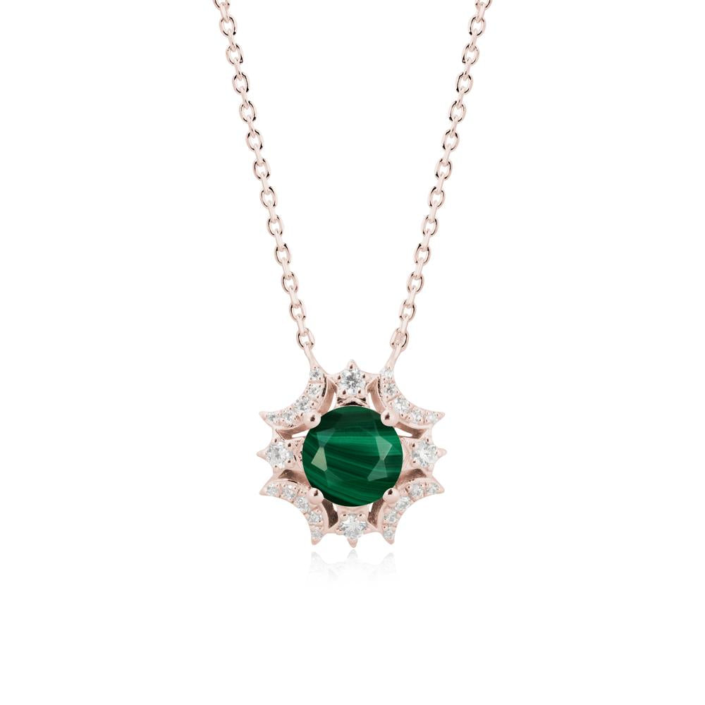 Round Malachite Celestial Star Pendant Necklace - LUO Jewelry #metal_14k rose gold