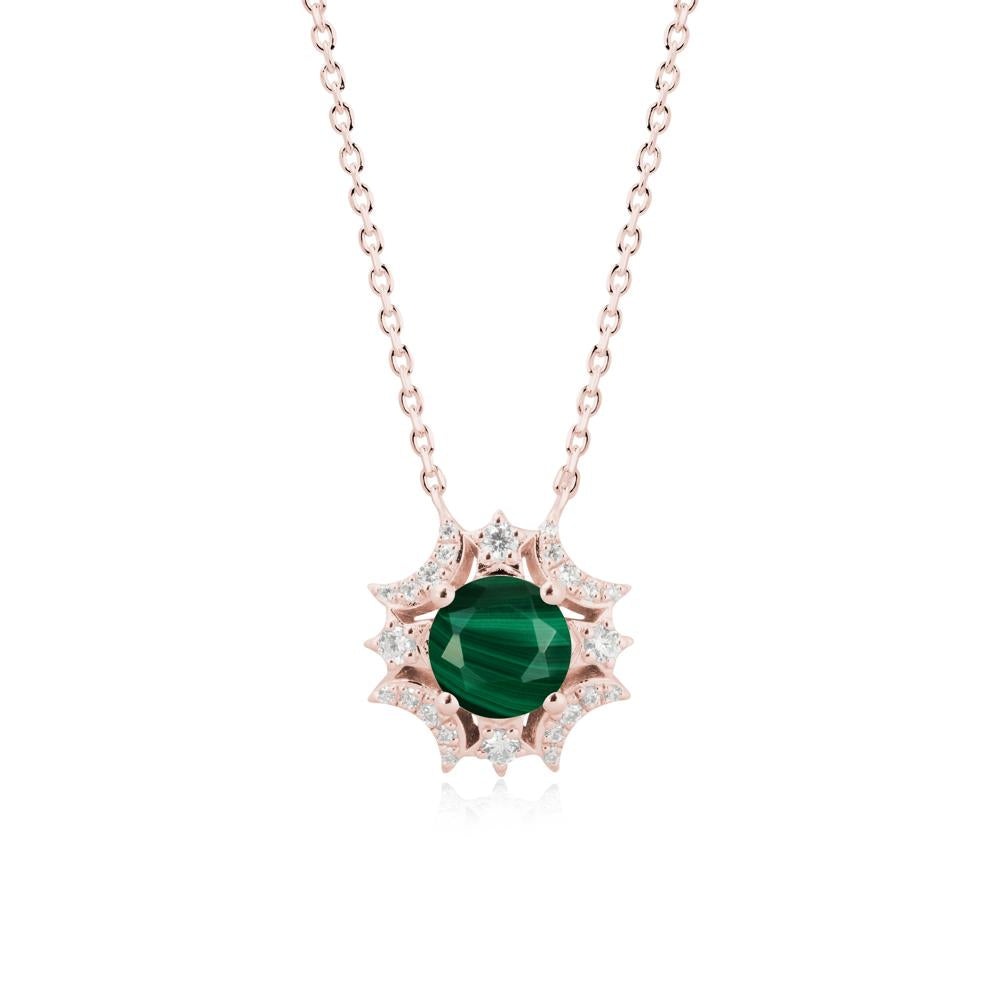 Round Malachite Celestial Star Pendant Necklace - LUO Jewelry #metal_18k rose gold