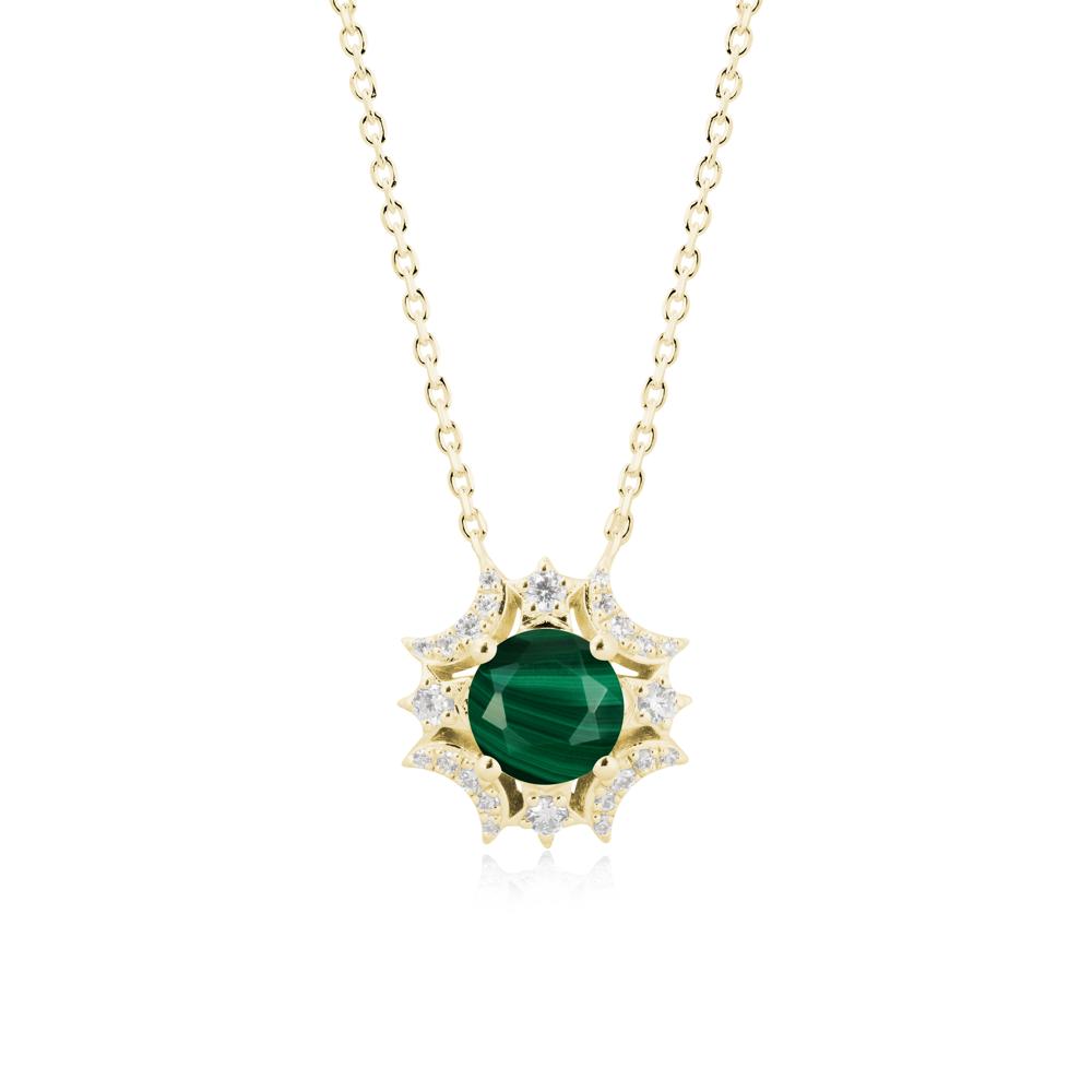 Round Malachite Celestial Star Pendant Necklace - LUO Jewelry #metal_18k yellow gold