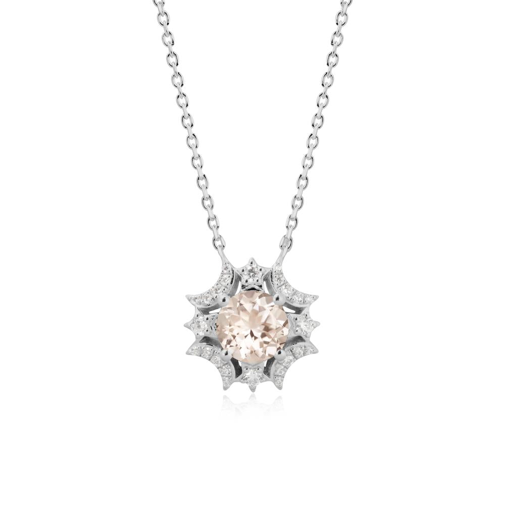 Round Morganite Celestial Star Pendant Necklace - LUO Jewelry #metal_platinum