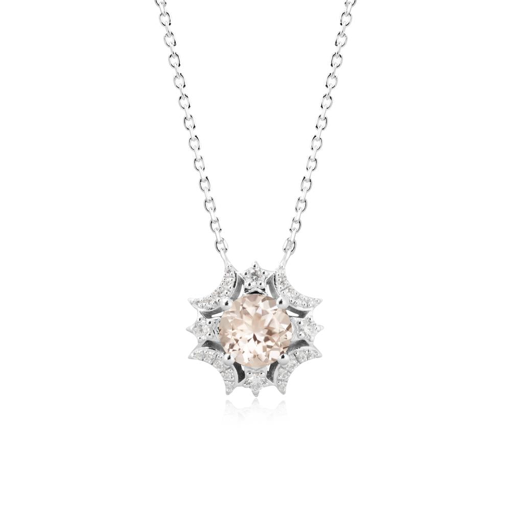 Round Morganite Celestial Star Pendant Necklace - LUO Jewelry #metal_sterling silver