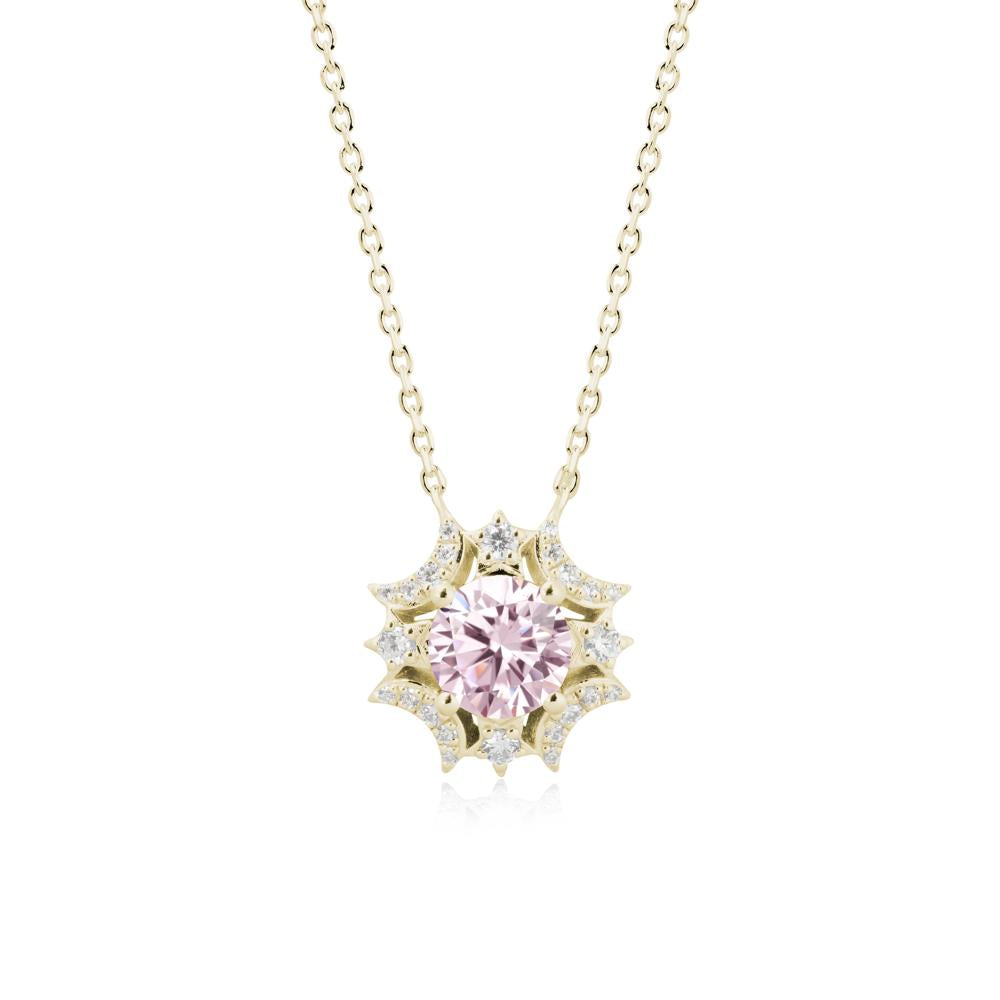 Celestial Star Pink Cubic Zirconia Necklace - LUO Jewelry #metal_14k yellow gold